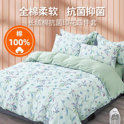 奥若拉抗菌贡缎长绒棉棉活印花四件套 商品图2