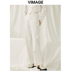 VIMAGE纬漫纪春季新款白色牛仔裤V1905520