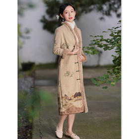 SKY 366889曼丽绒外套毛领长款改良旗袍