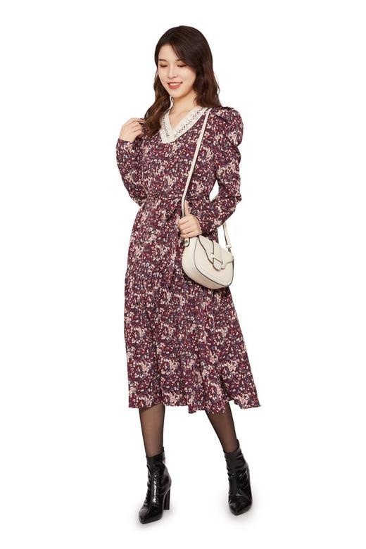 amadella V领拼接雪纺碎花连衣裙 10330 商品图1