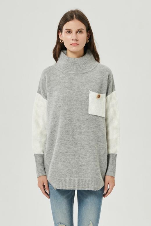 NECESSARY OBJECTS 半高领灰白拼接针织 10299 商品图0