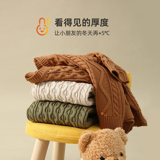 【品牌优选】咕噜日记圆领绞花毛衣PQMY2234 商品图5