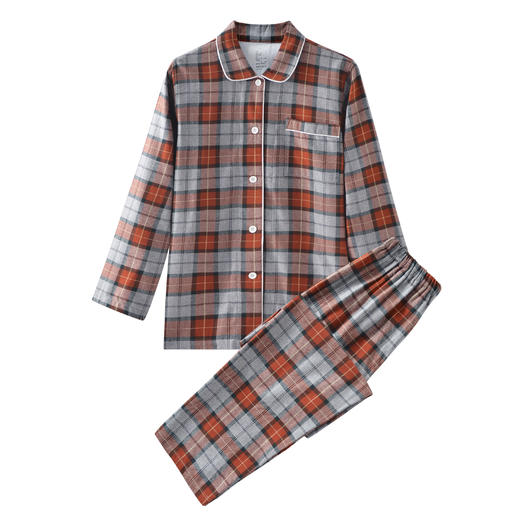 【法兰绒格纹家居服】法兰绒家居服全棉家居服格纹格子情侣睡衣秋冬加厚 商品图5