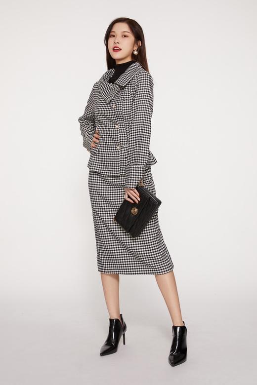 ELLA JADE 复古黑白千鸟格西装裙套装 9801 商品图1
