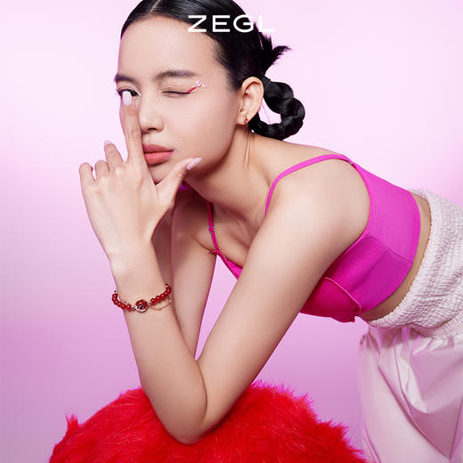 ZEGL设计师本命年系列心愿兔子红玛瑙手链女925银ins小众设计手饰 商品图5