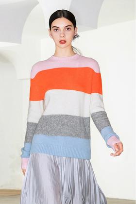 OCHIRLY欧时力 条纹撞色羊毛毛衣 10381