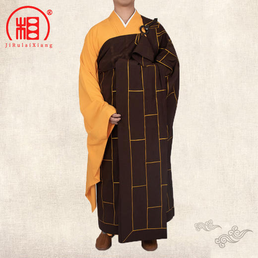 【相牌】麻纱祖衣袈裟 法师住持僧服僧衣金边二十五条衣搭衣和尚 商品图4