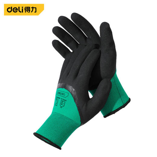 得力DL521034乳胶发泡涂层手套(黑) 商品图0