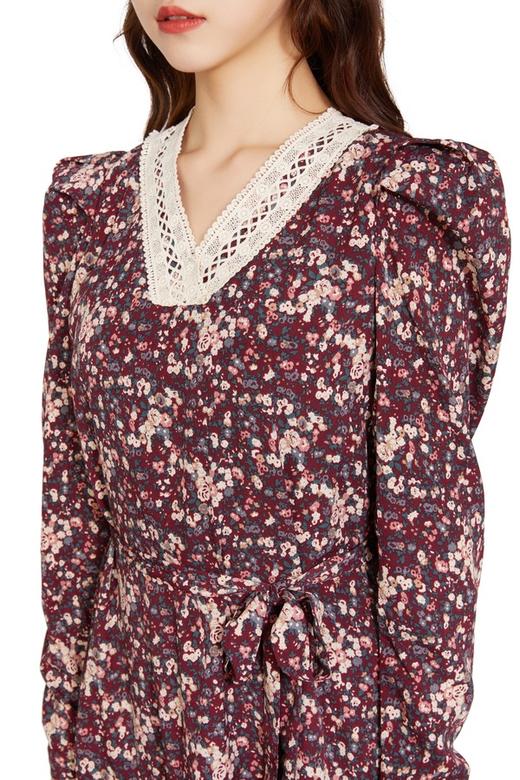 amadella V领拼接雪纺碎花连衣裙 10330 商品图3