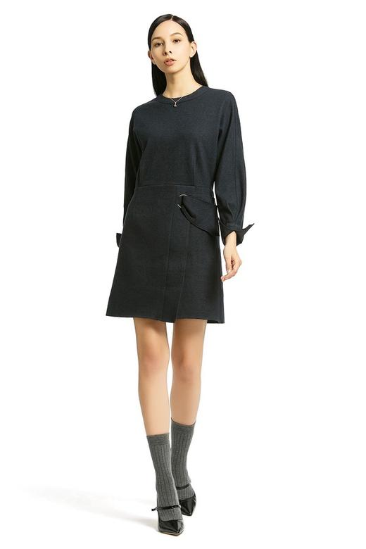 Eifini伊芙丽 藏青色修身连衣裙 80 商品图1