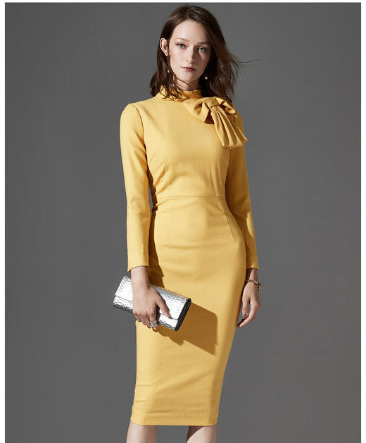 “安妮公主”颈袖添香-连衣裙-J8383175颈袖添香新款优雅气质名媛职场OL修身显瘦包臀女士连衣裙J8383175 商品图0