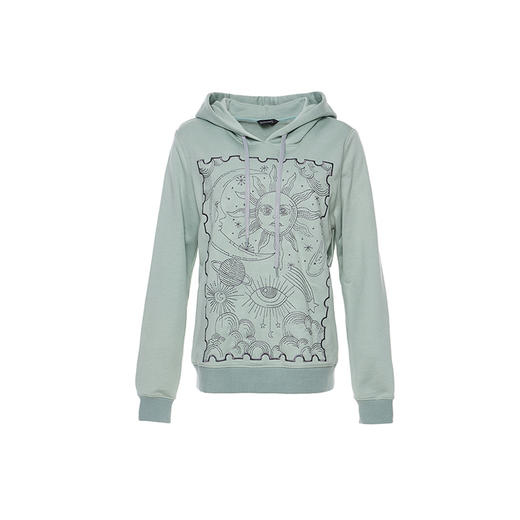 水绿色星云绣花卫衣 商品图0