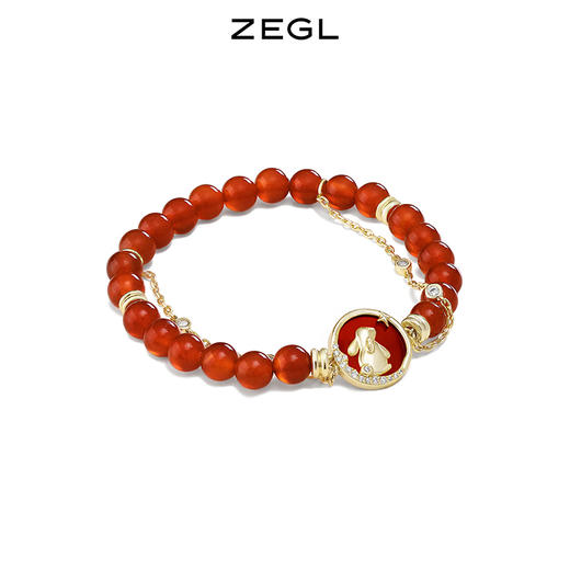 ZEGL设计师本命年系列心愿兔子红玛瑙手链女925银ins小众设计手饰 商品图1
