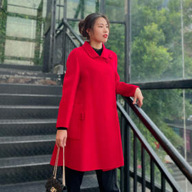 【伯妮斯茵】端庄优雅复古盘扣毛呢大衣 6C4306