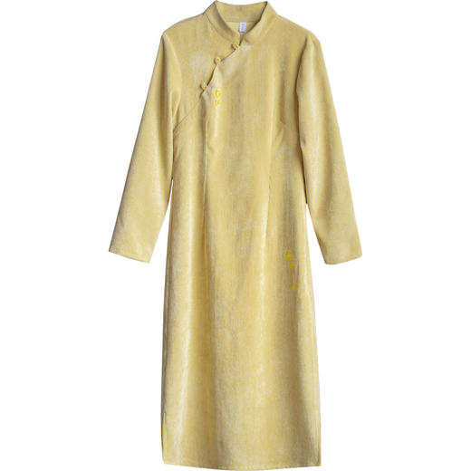 YM-13336灯芯绒旗袍改良版保暖秋冬新款女民国风复古文艺显瘦连衣裙 商品图3