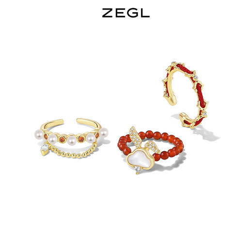 ZEGL设计师本命年系列心愿兔子红绳戒指女小众设计个性开口食指戒 商品图0