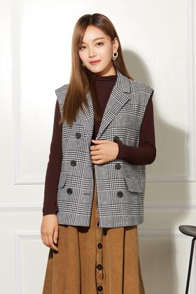 ESTELLICA 经典千鸟格西装马甲外套 10508