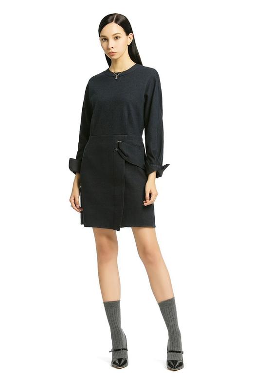 Eifini伊芙丽 藏青色修身连衣裙 80 商品图0