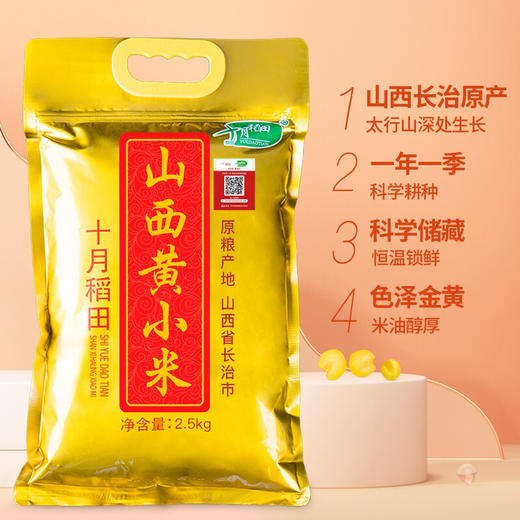 十月稻田 山西黄小米 五谷杂粮 山西特产 小米粥小米黄小米月子米粗粮真空包装家庭袋装2.5kg 商品图1