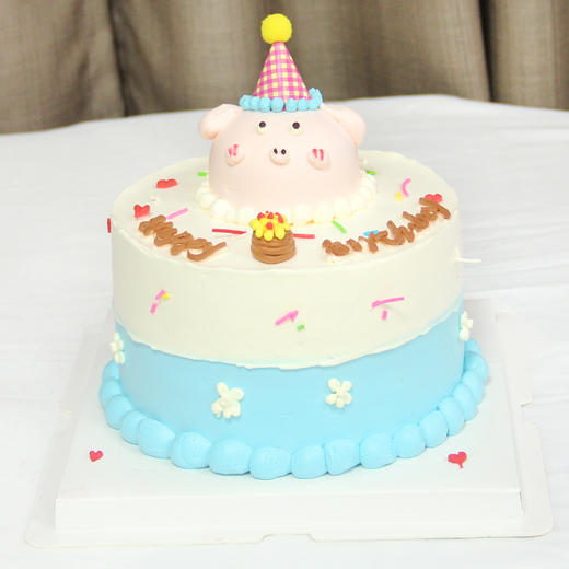 【鲜果蛋糕】萌新小猪三层鲜果夹心蛋糕 商品图0