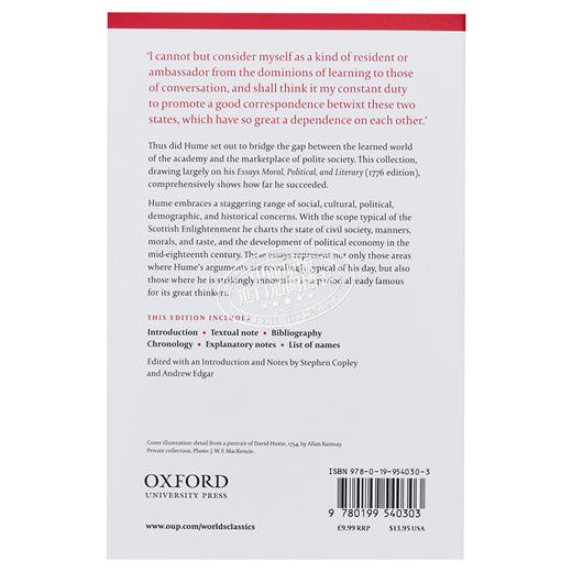 预售 【中商原版】大卫休谟选集 英文原版 Selected Essays David Hume 商品图1