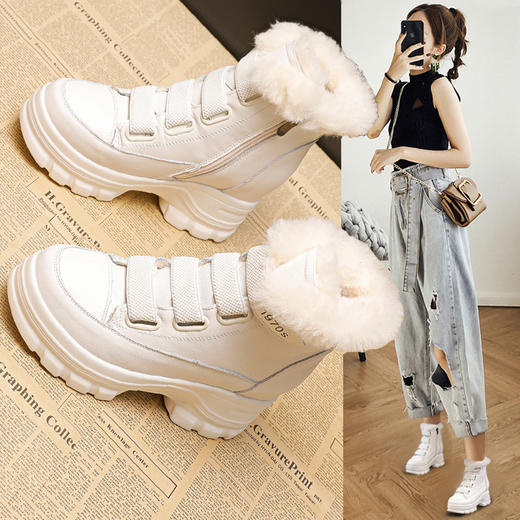 雪地靴松糕底百搭厚底瘦瘦短筒加绒棉鞋马丁短靴BT-D03 商品图5