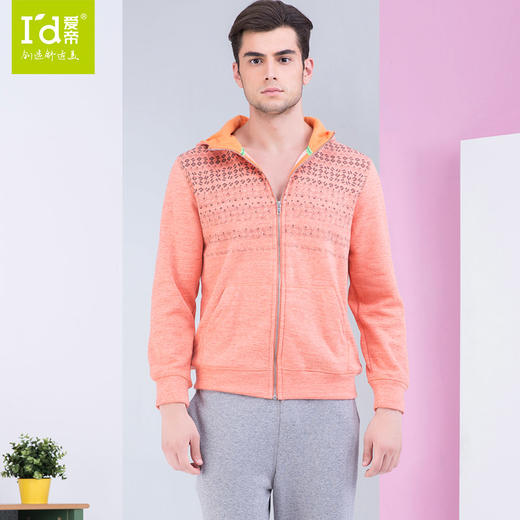 爱帝男士花纱珊瑚绒撞色居家休闲外穿卫衣套装 商品图2