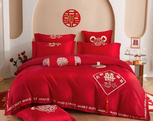 高端长绒棉欢喜四件套全棉婚房陪嫁新婚床上用品G117680024 商品图0
