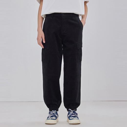 gxgjeans男装秋季休闲长裤男黑色灯芯绒裤子束脚裤 宽松舒适休闲裤 商品图1