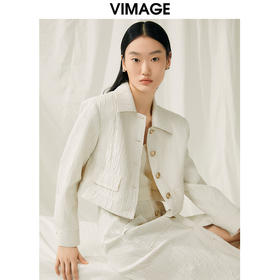 VIMAGE纬漫纪春季新款白色短款西装外套V1903503