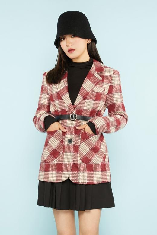 Le Malene 复古红色格纹西装外套 11183 商品图0