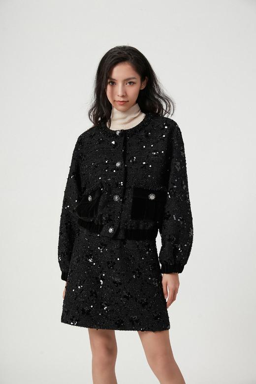 手工钉珠粗花呢半裙 商品图1