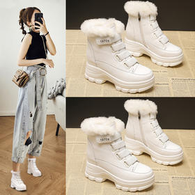 雪地靴松糕底百搭厚底瘦瘦短筒加绒棉鞋马丁短靴BT-D03