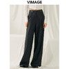 VIMAGE纬漫纪春款时尚通勤条纹显腿长高腰裤子V1905501 商品缩略图5