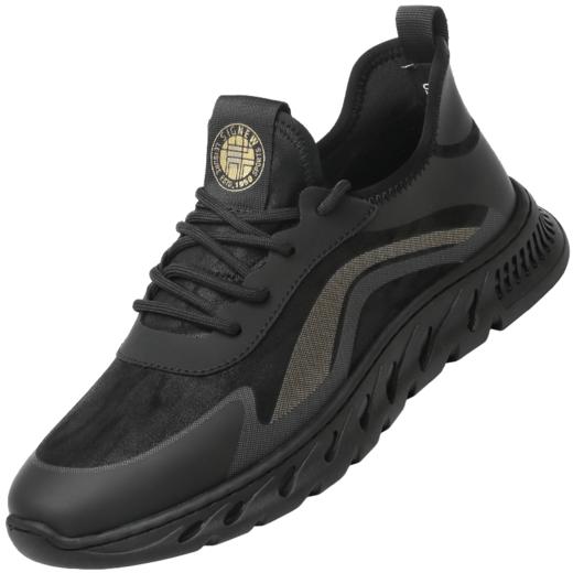 信诺正品黑色鞋子2022新款冬季休闲运动鞋加绒特大码减震厚底男鞋M2M107112 商品图3