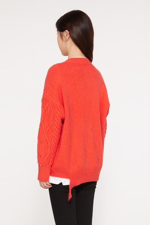 Kai & Kiera 桔红色麻花重工破洞针织上衣 10287 商品图2