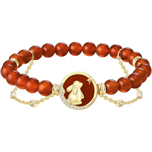 ZEGL设计师本命年系列心愿兔子红玛瑙手链女925银ins小众设计手饰 商品图2