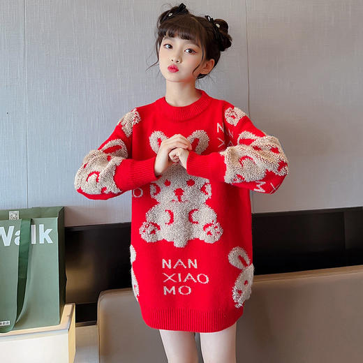 儿童中大童冬装洋气，童装红色年服打底针织衫PJX- NXM2228 商品图4