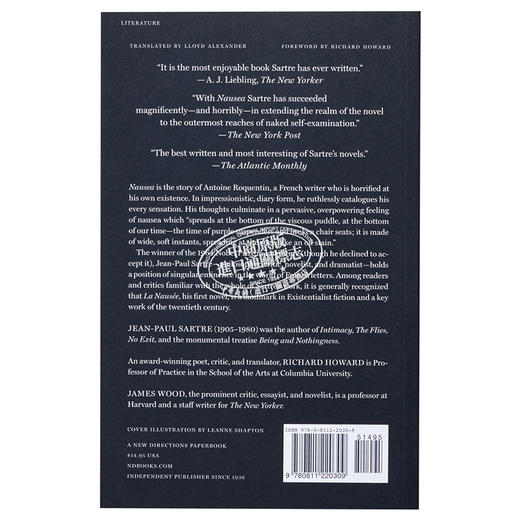 【中商原版】让 保罗 萨特 恶心 Richard Howard翻译 英文原版 Nausea Jean Paul Sartre 诺贝尔文学奖得主 法国重要哲学家 商品图1
