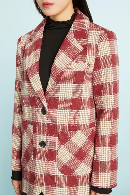 Le Malene 复古红色格纹西装外套 11183 商品图2