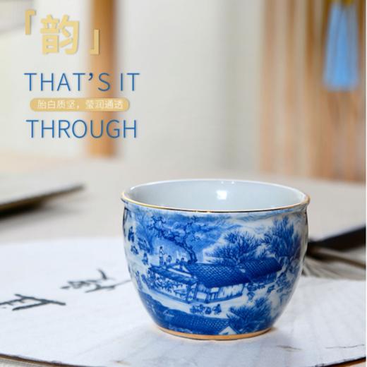 成艺陶瓷茶杯清明上河图缸杯功夫茶具茶杯国潮风青花陶瓷主人杯 商品图1