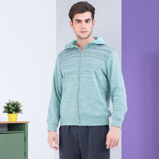 爱帝男士花纱珊瑚绒撞色居家休闲外穿卫衣套装 商品图0