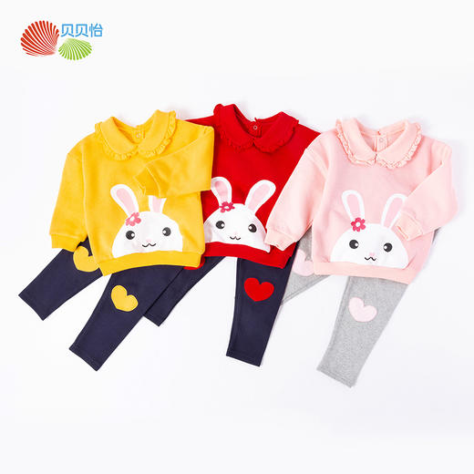 贝贝怡女童卫衣套装秋季抓绒保暖亲肤可爱卡通印花213T2356 商品图5