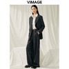 VIMAGE纬漫纪春款时尚通勤条纹显腿长高腰裤子V1905501 商品缩略图1