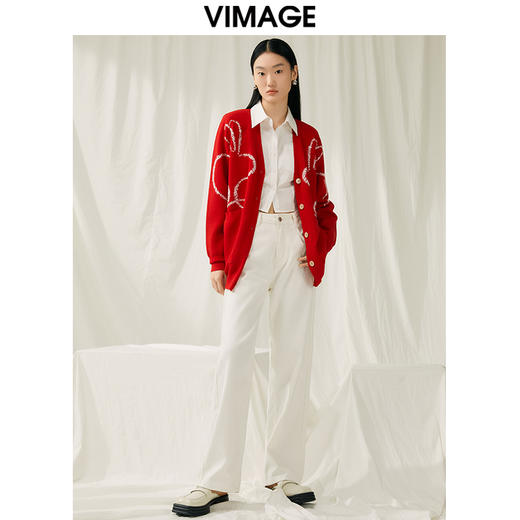 VIMAGE纬漫纪春季新款白色牛仔裤V1905520 商品图1