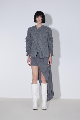 双门襟叠搭式毛呢外套