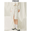VIMAGE纬漫纪春季新款白色开叉半裙V1906502 商品缩略图0