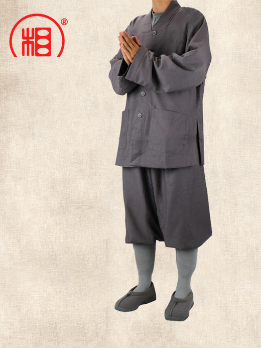 【相牌】僧服冬季款 斜纹呢加绒短卦 加厚保暖 抗皱小褂 整套 商品图3