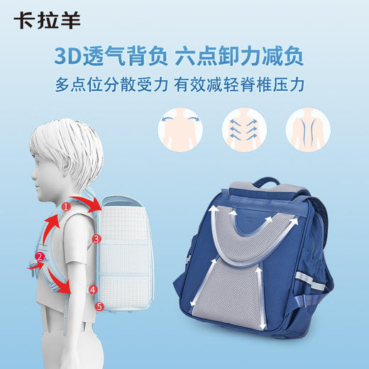 卡拉羊1-3-6年级小学生18-20L减负护脊立体方包   敦煌印象系列CX2166+CX2600 商品图4