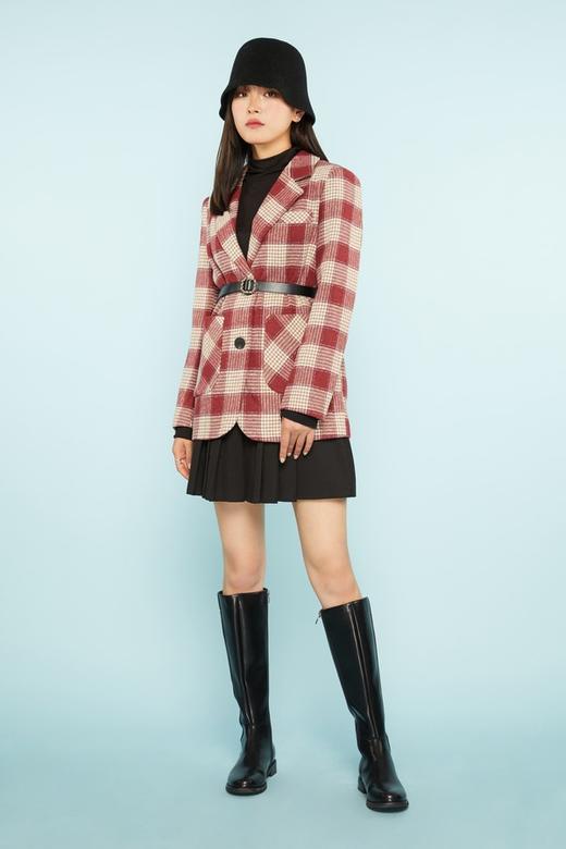 Le Malene 复古红色格纹西装外套 11183 商品图3